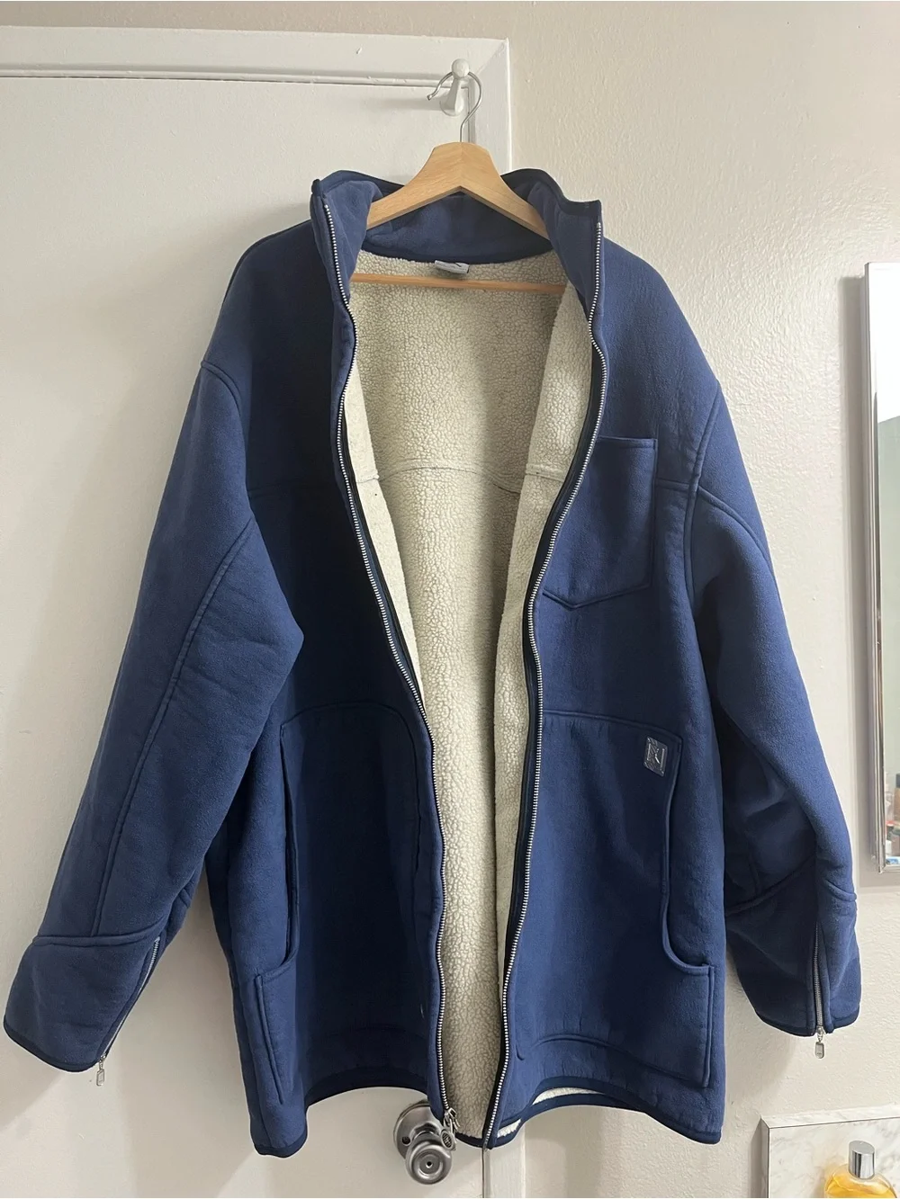 Jordan Navy Blue Full-Zip Puffer Fleece Jacket